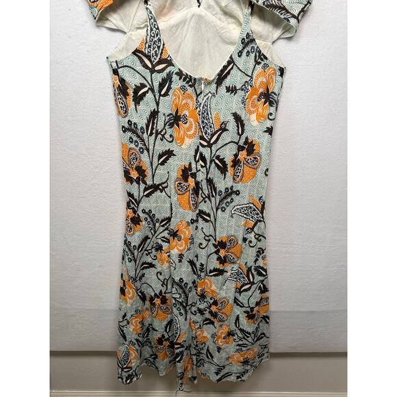 Antropologie Linen Blend Floral Halter Dress, Size 14 - Picture 5 of 8